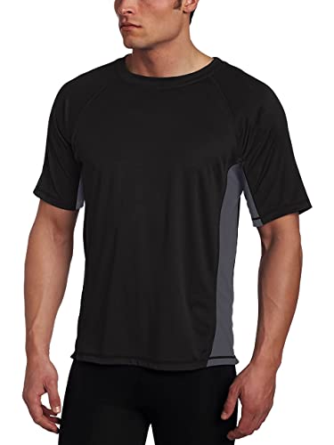 kanu surf Men's Sidebreak Short Sleeve Swim Shirts Black