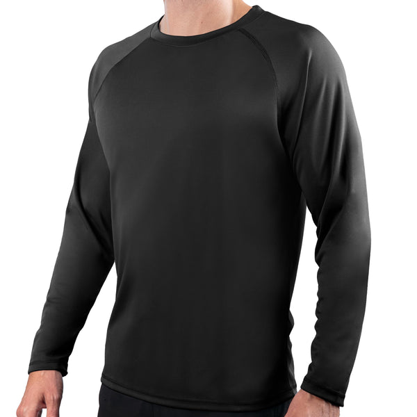 kanu surf Men's Solid Long Sleeve Swim Shirts Black
