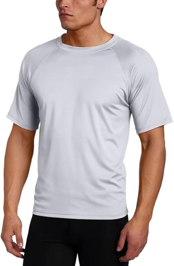 Kanu Surf Men's Solid Short Sleeve Swim Shirts Black