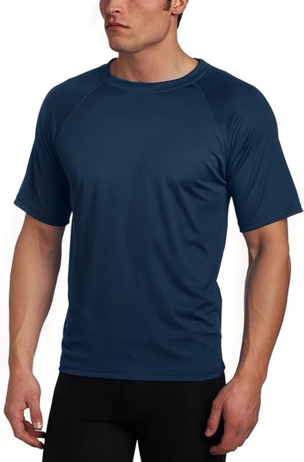 Kanu Surf Men's Solid Short Sleeve Swim Shirts Black