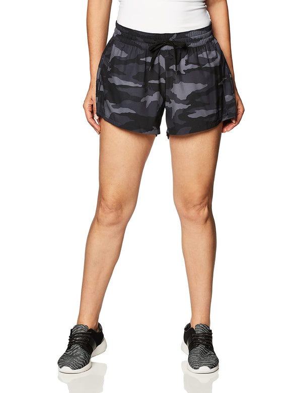 kanu surf Women's Beach Camo 9" Stretch Board Shorts Black