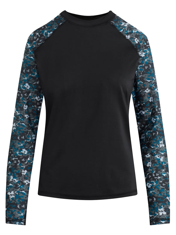 kanu surf Women's BLOOM Long Sleeve Rashguard Black