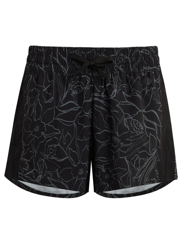 kanu surf Women's Orchid 4" Stretch Elastic Board Shorts Black