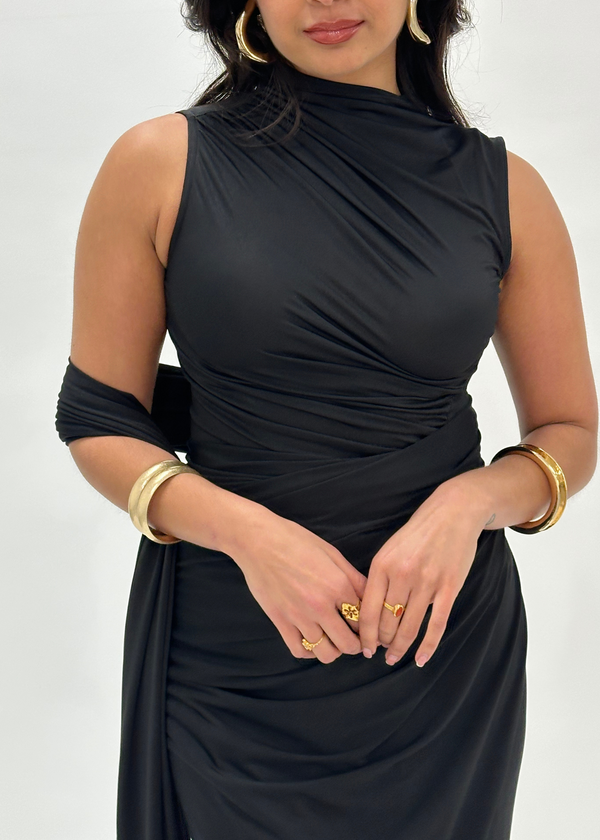 Kanya London Black Ready Made Saree Sleeveless (MADE TO ORDER)