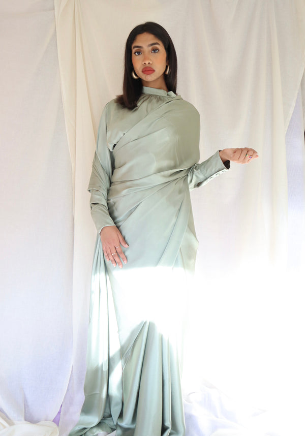 kanya london Custom colour long Sleeve top High neck and Saree -5 week wait