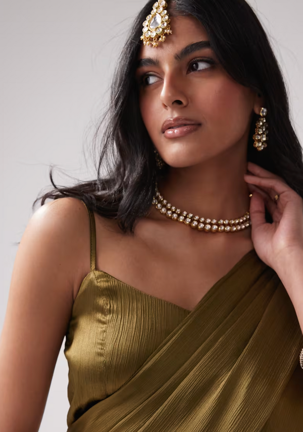 Kanya London Custom Colour Spaghetti Strap Top And Saree - 5 Week Wait