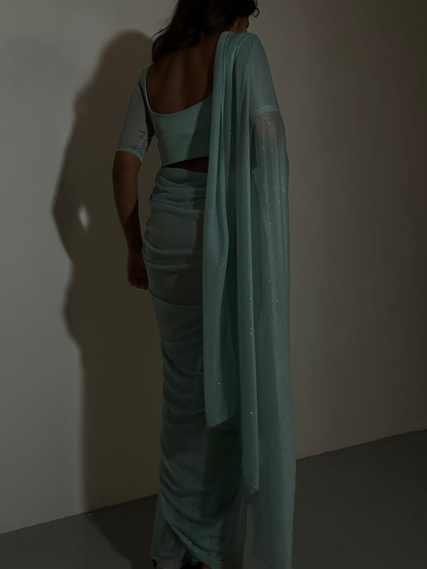 Kanya London GLITTER SAREE HALF SLEEVE TOP SAGE MINT