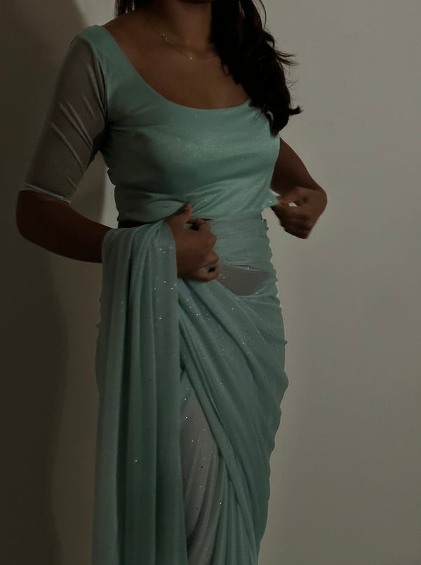 Kanya London GLITTER SAREE HALF SLEEVE TOP SAGE MINT