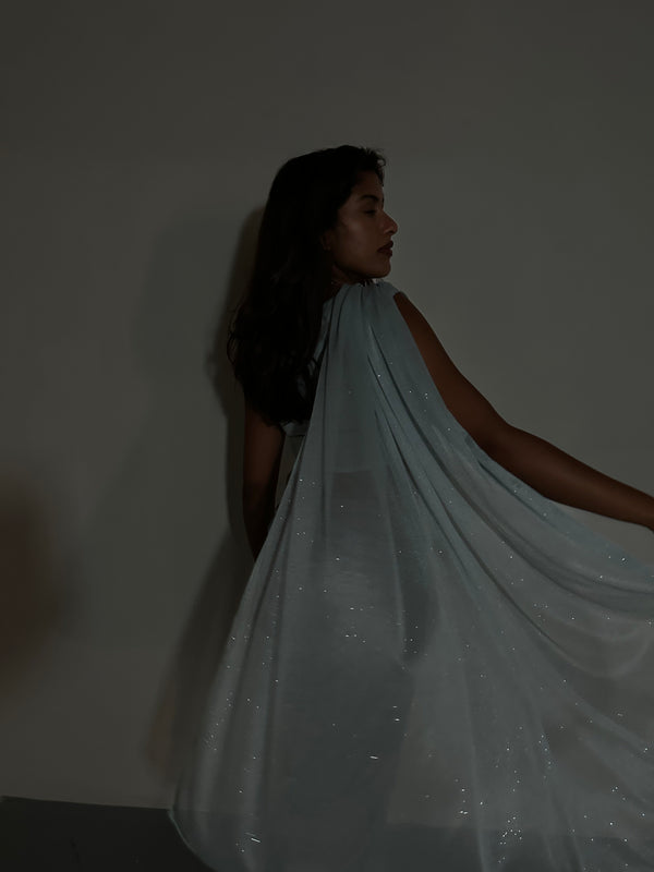 Kanya London GLITTER SAREE SWEETHEART TOP LIGHT BLUE