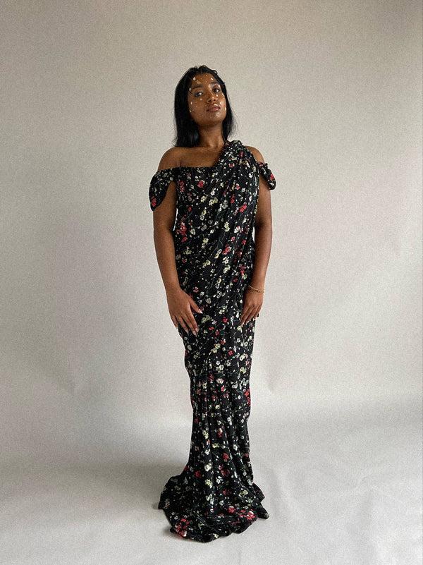 kanya london Black Floral Chiffon Top Only