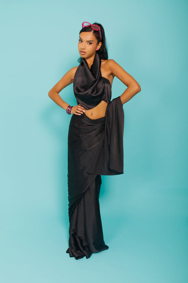 Kanya London BLACK HALTER NECK DRAPE TOP