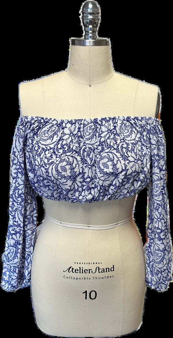 Kanya London Blue And White ( Saree And Blouse )