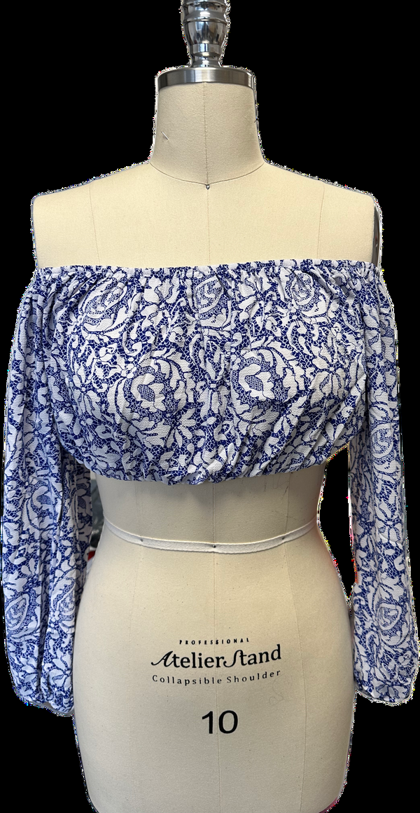 kanya london Blue and White ( Saree and Blouse )