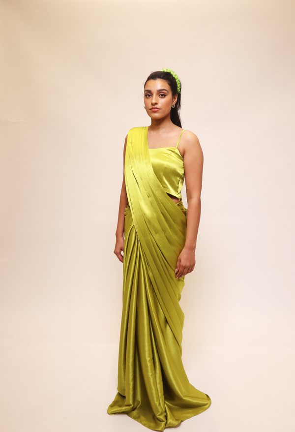 kanya london Kanya London Cami and Saree Co-Ord Lime Colour