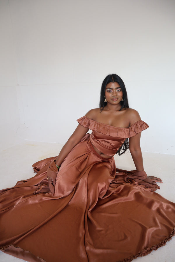 kanya london Chocolate Brown Lehenga Skirt