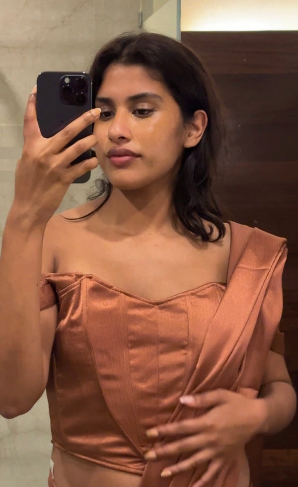 kanya london CHOCOLATE BROWN SAREE ONLY