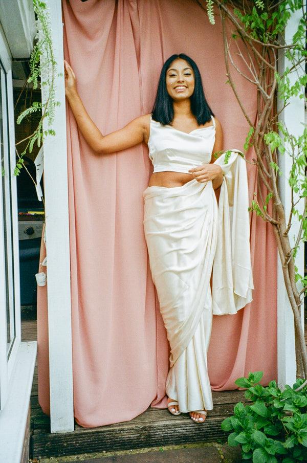 kanya london Cream Saree Only