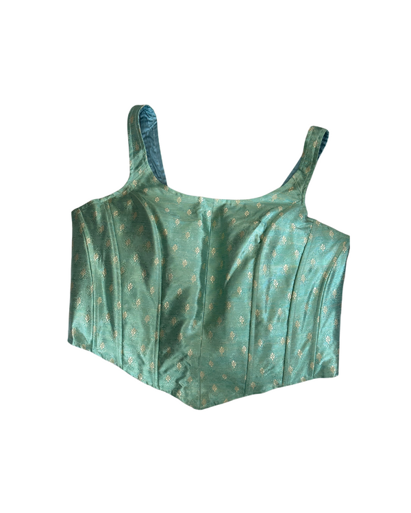 kanya london dark mint brocade corset