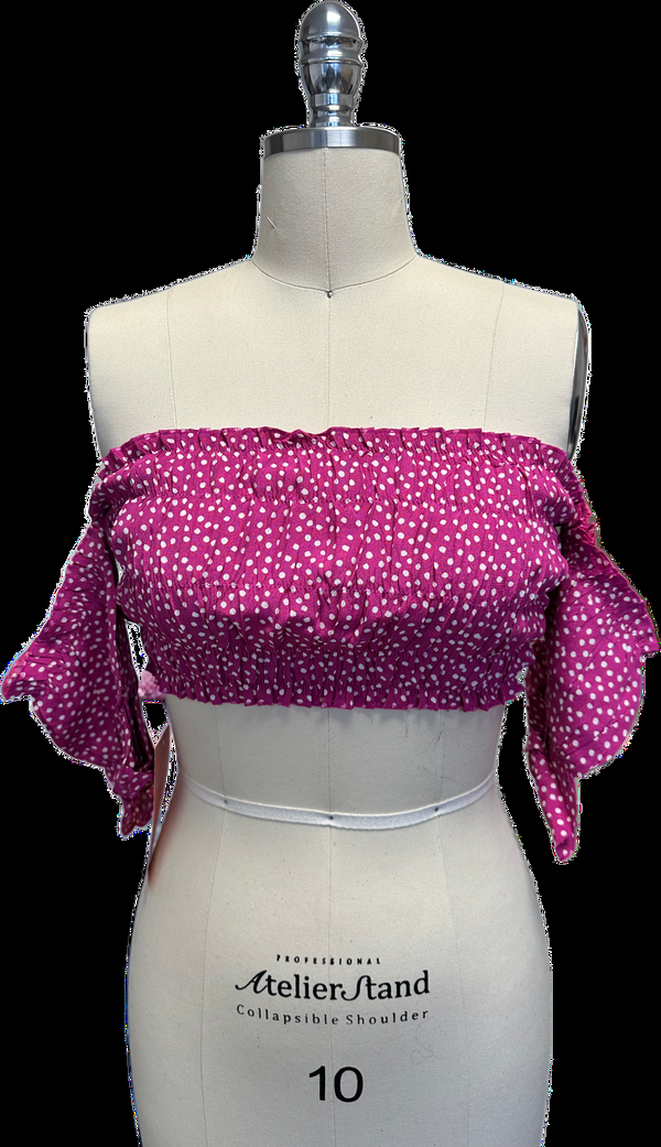 kanya london Dark Pink Polka Dot ( Saree and Blouse )