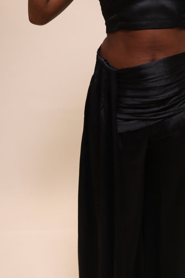 Kanya London Draped Satin Black Trouser