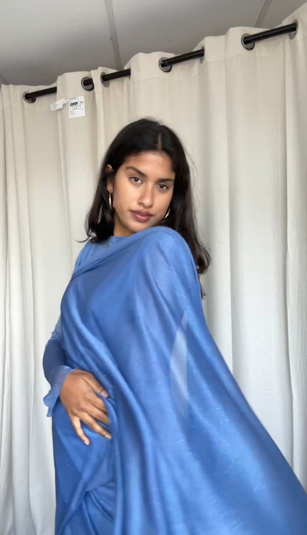 Kanya London GLITTER SAREE LONG SLEEVE BLUE