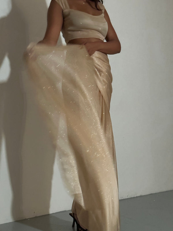 Kanya London GLITTER SAREE SWEETHEART TOP GOLD