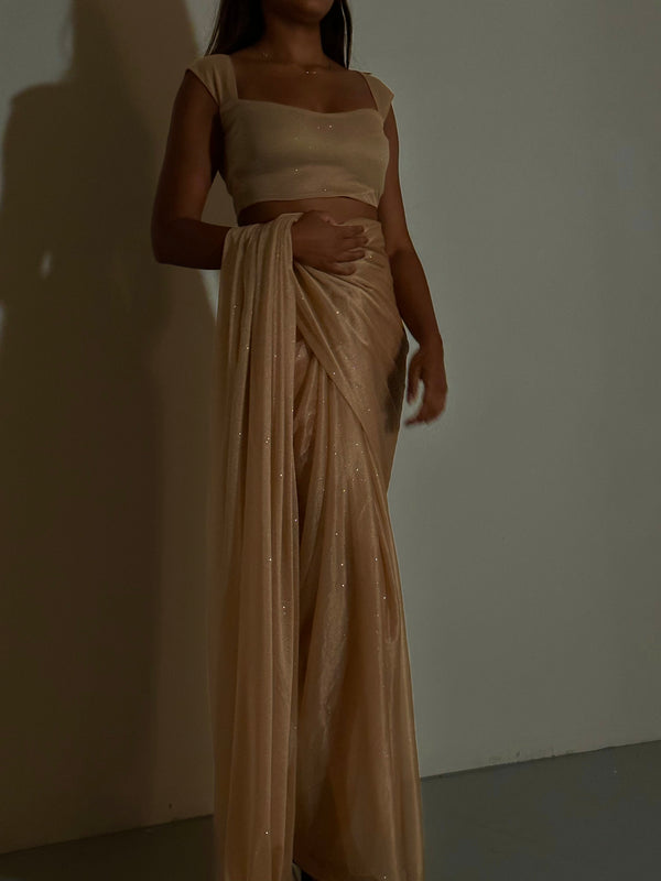 Kanya London GLITTER SAREE SWEETHEART TOP GOLD