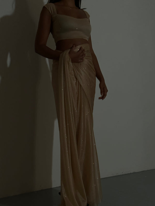 Kanya London GLITTER SAREE SWEETHEART TOP GOLD