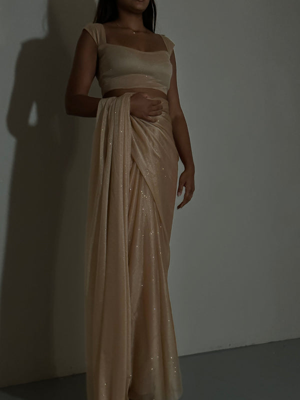 kanya london GLITTER SAREE SWEETHEART TOP GOLD