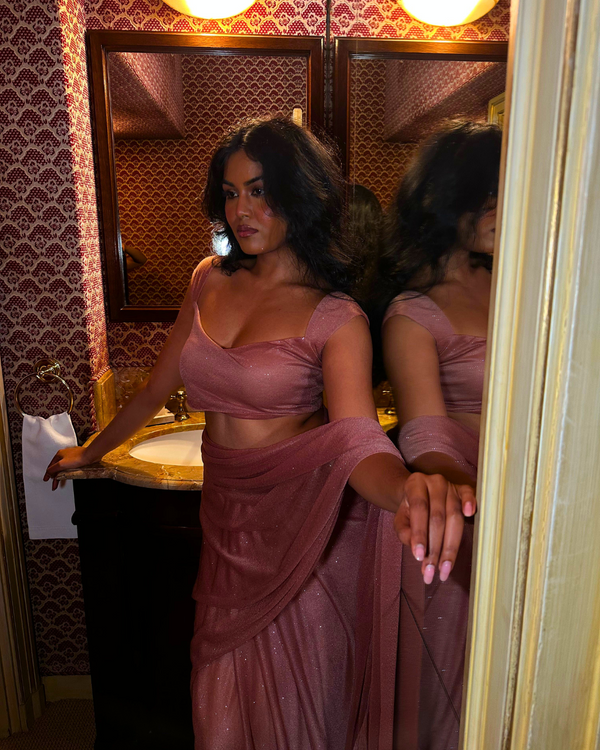 kanya london GLITTER SAREE SWEETHEART TOP rosegold
