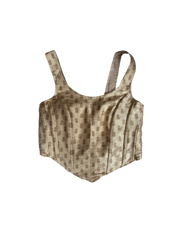 kanya london gold print brocade corset