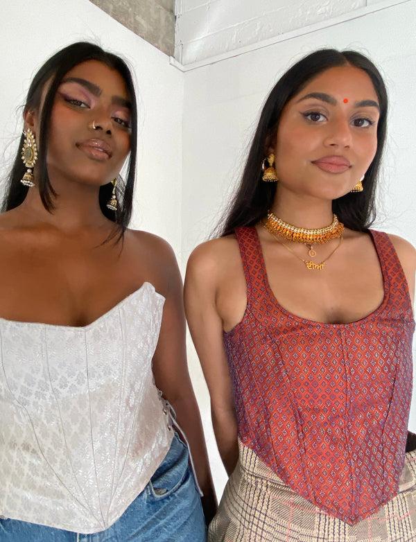 Kanya London Lemon Yellow And Gold Brocade Corset