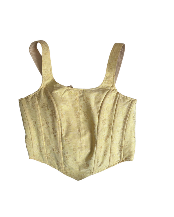 kanya london lemon yellow and gold brocade corset