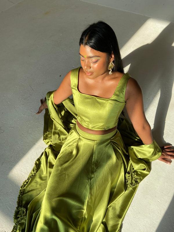 Kanya London Lime Green Lehenga Skirt