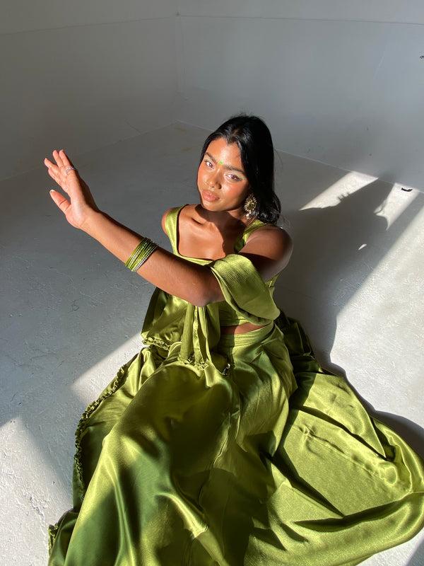 Kanya London Lime Green Lehenga Skirt