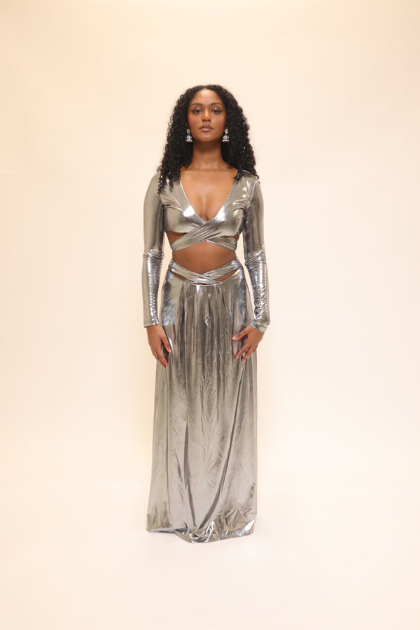 Kanya London Metallic Twist Crop Top