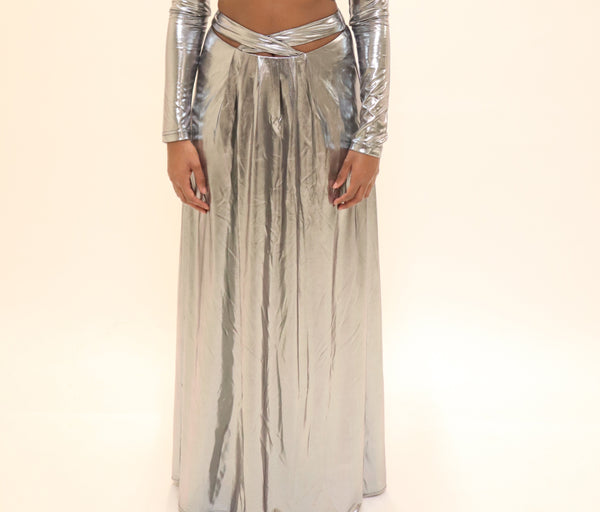 Kanya London Metallic Wrap Waist Maxi Skirt
