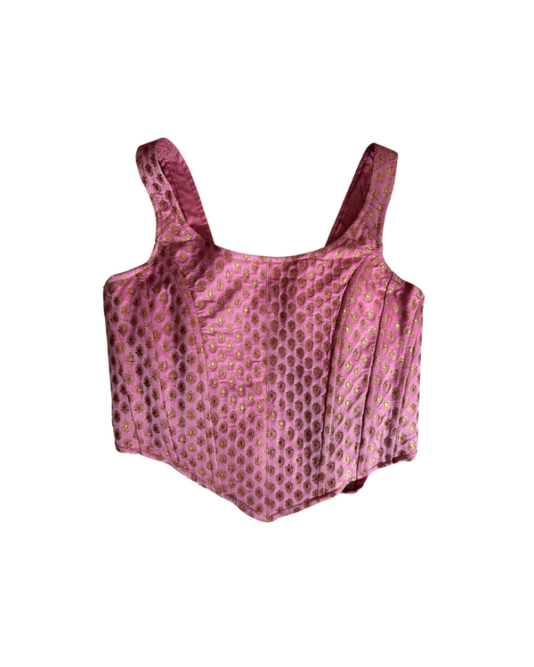 kanya london pink print brocade corset
