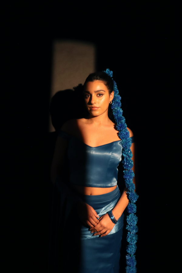 kanya london Turquoise Saree Drape Pleated Skirt