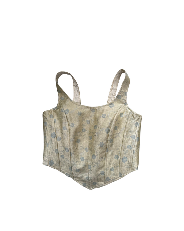 kanya london yellow and blue brocade corset