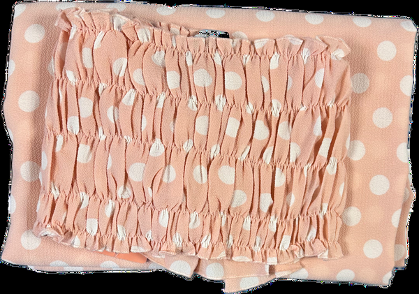 Kanya London Light Pink Polka Dot Off Shoulder ( Saree And Blouse )