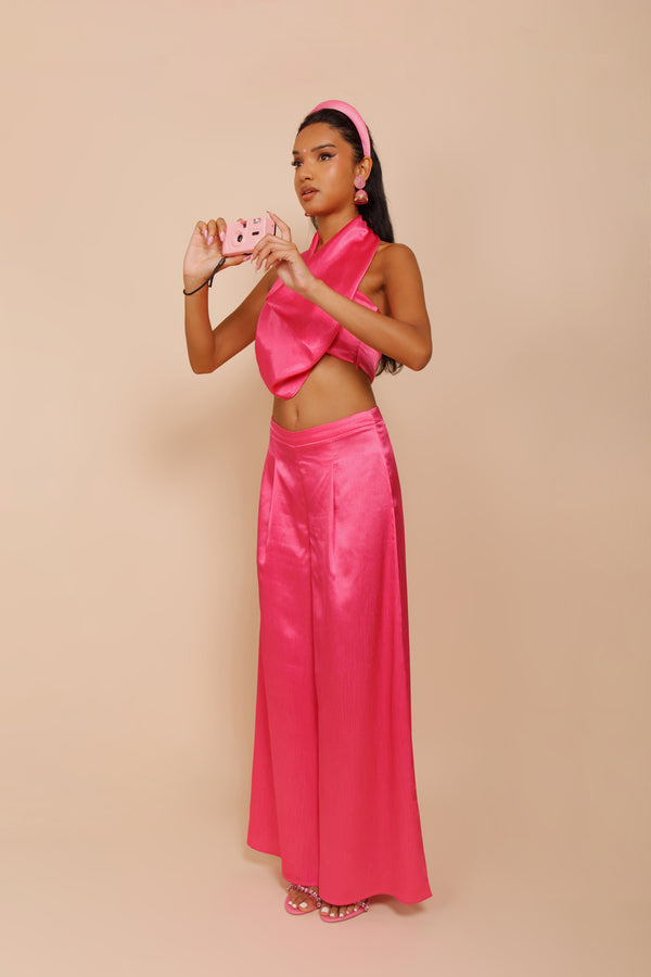 Kanya London MAGENTA PLEATED WIDE LEG TROUSER CO - ORD