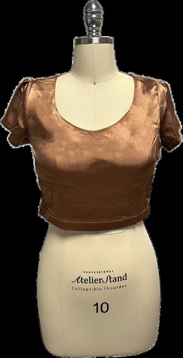kanya london Mocha Brown Cap Sleeve ( Saree and Blouse )