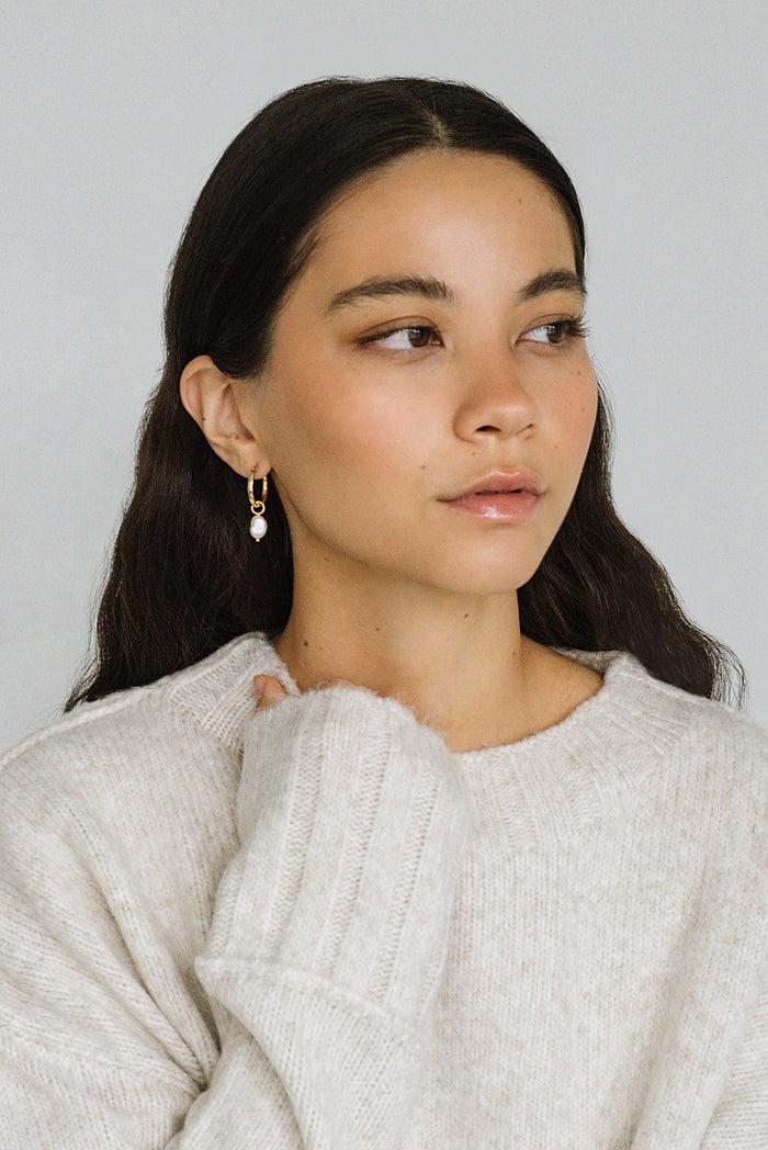 Kara Yoo Jewelry Anna Hoops + Pearl Drop Charms