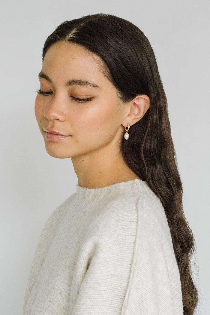 kara yoo jewelry Anna Hoops + Pearl Drop Charms