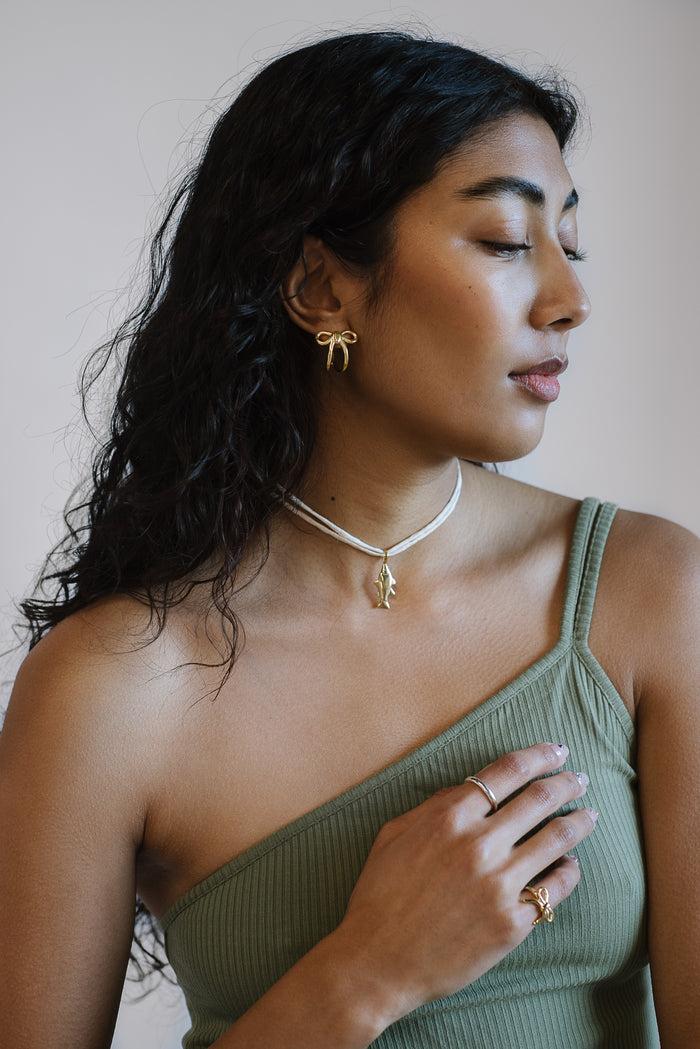 Kara Yoo Jewelry Lucky Fish On Raw Silk