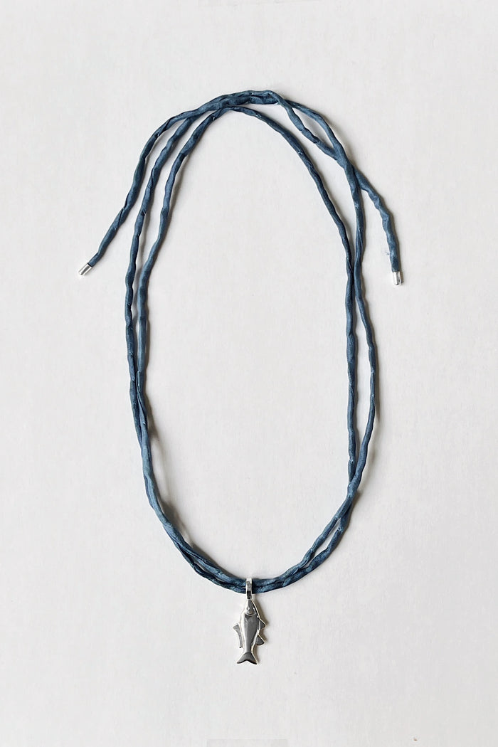 kara yoo jewelry Lucky Fish on Raw Silk