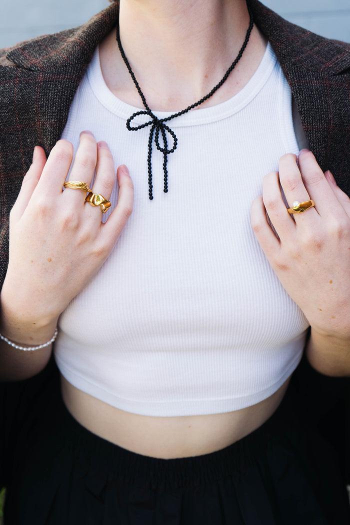 Kara Yoo Jewelry Margot Necklace Black Agate