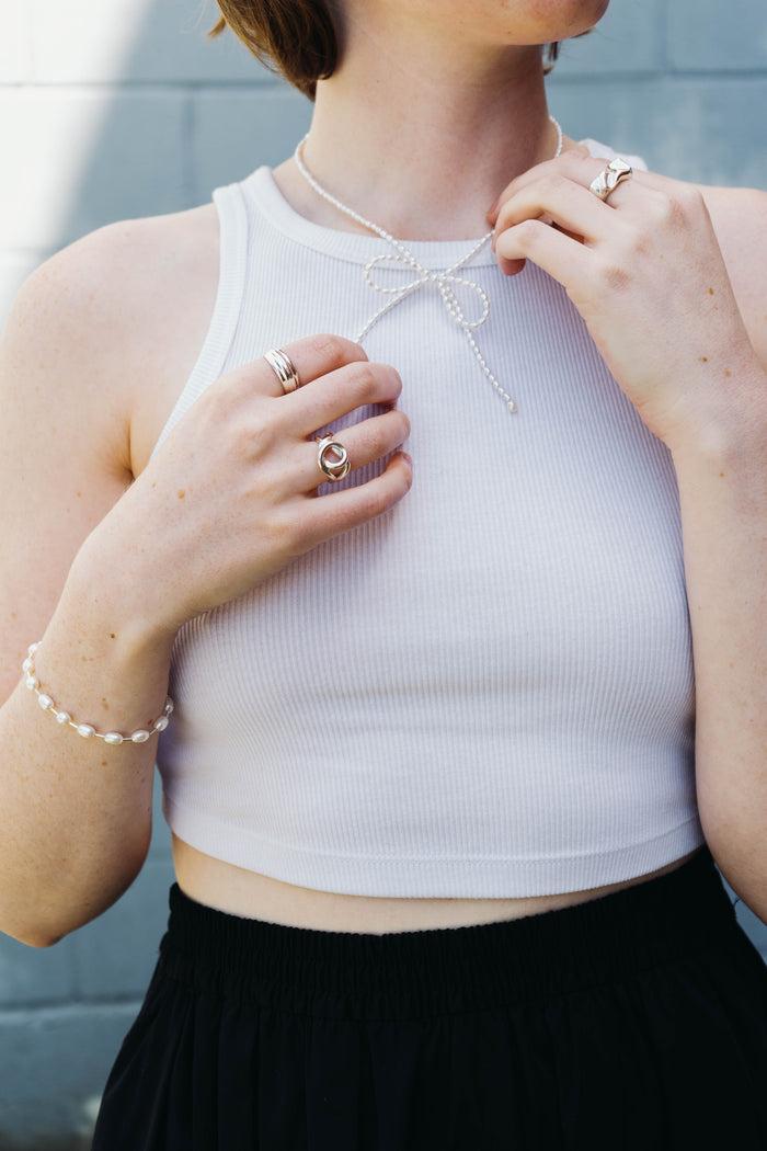 Kara Yoo Jewelry Margot Necklace Rice Pearl