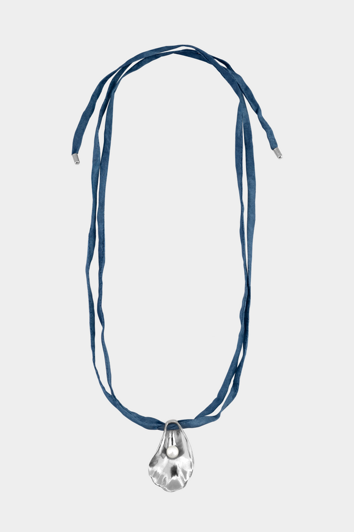 Kara Yoo Jewelry Oyster Shell Necklace On Raw Silk
